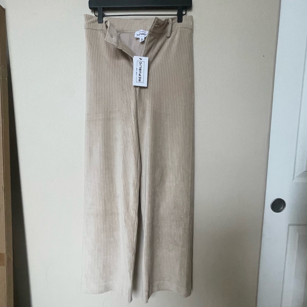 Republic beige/tan corduroy high waisted wide leg flare pants size small